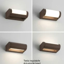 Applique corten per esterno ip65 luce led orientabile 12w 3000k fabas wild
