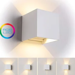 Applique cubo bianco per esterni smart life wifi ip65 led tricolor rgb
