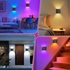 Applique cubo bianco per esterni smart life wifi ip65 led tricolor rgb