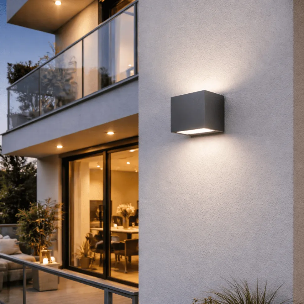 Applique cubo da esterno perenz spot antracite led 3000k ip65