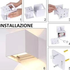 Applique cubo led 6w 3000k antracite isyluce per esterno