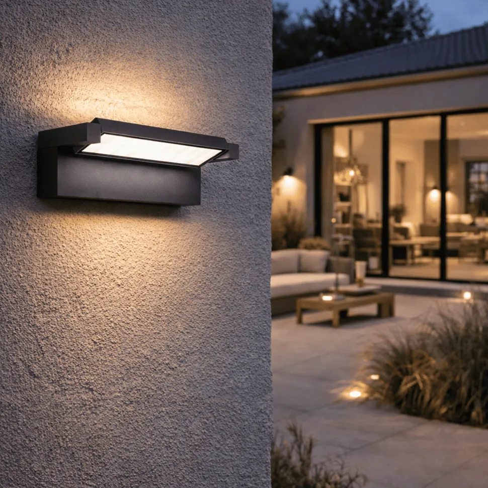 Applique da esterno antracite led 36w cct orientabile ip65 perenz display