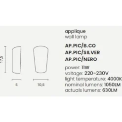 Applique da esterno ap pic ondaluce nera led 4000k