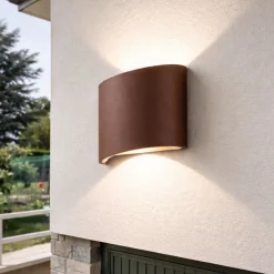 Applique da esterno corten led biemissione 3000k ondaluce nevio