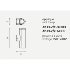 Applique da esterno ip54 nero ap rav2 ondaluce