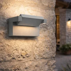 Applique da esterno led 2ow cct grigio cemento orientabile perenz display ip65