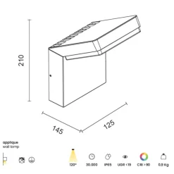 Applique da esterno moderna led 20w 4000k corten ondaluce ninja