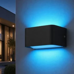 Applique da esterno nero led rgb 2700k a 6500k dimmerabile controllo remoto app eglo sania-z