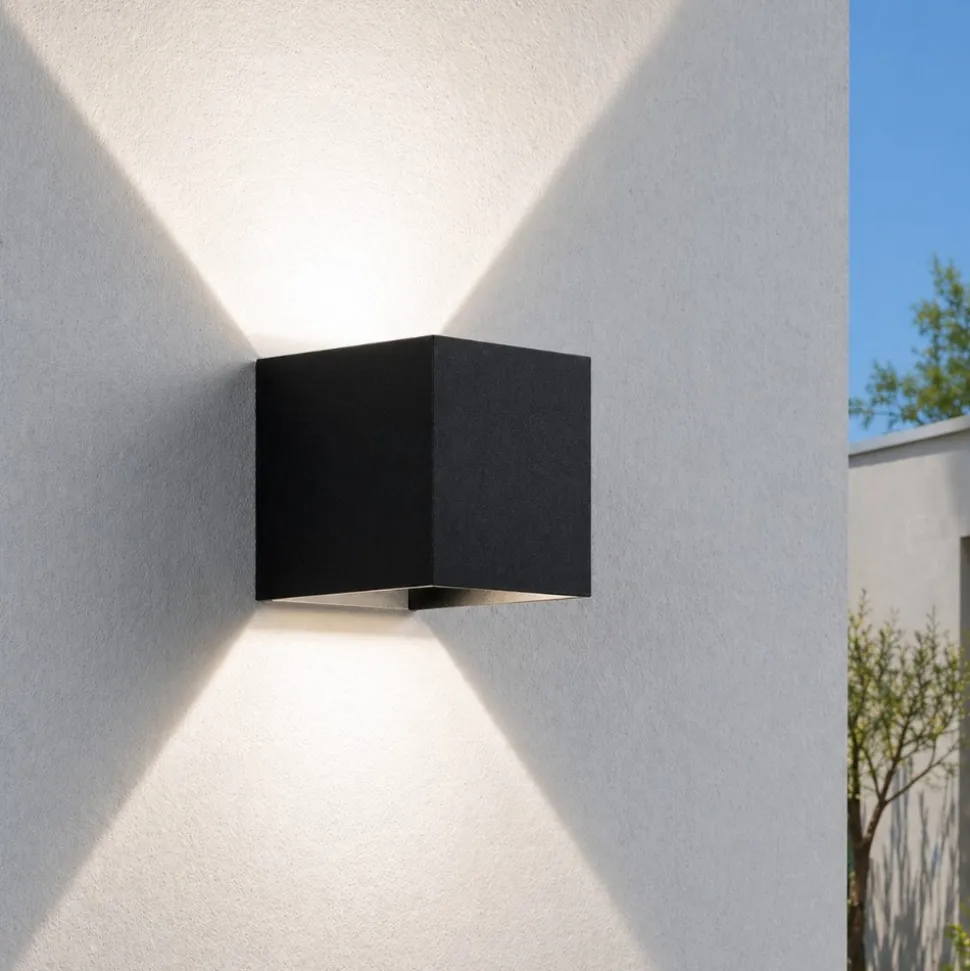 Applique da esterno nero cubo led 16w 4000k moderna