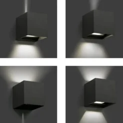Applique da esterno nero cubo led 16w 4000k moderna