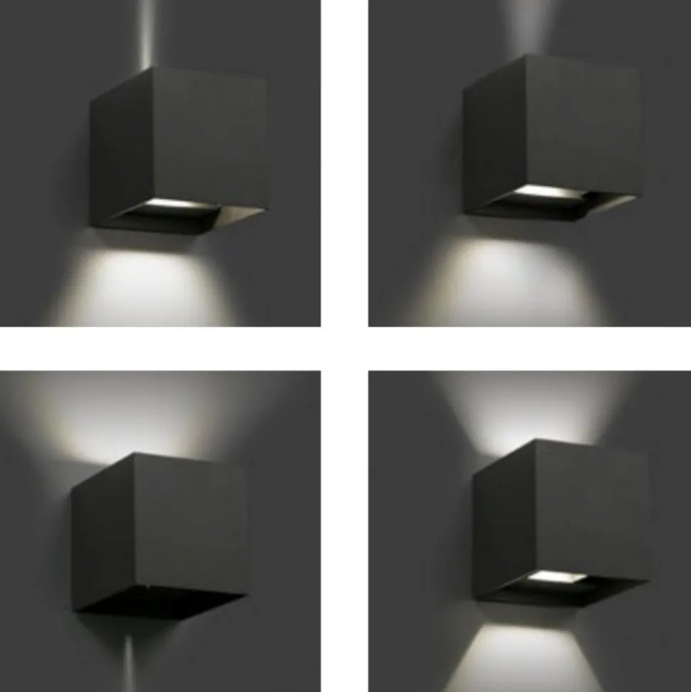 Applique da esterno nero cubo led 16w 4000k moderna