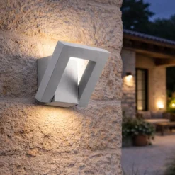 Applique da esterno perenz leva ip54 led cct grigio cemento orientabile