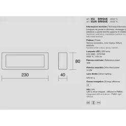 Applique da esterno rettangolare led 12w 3000k antracite isyluce