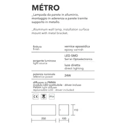 Applique isyluce da esterno corten metro 24w 3000k