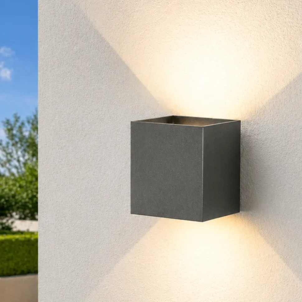Applique 20w 4000k antracite per esterno cubo xl moderna