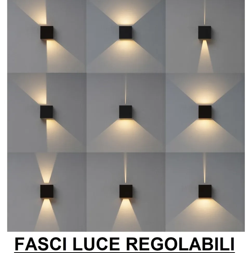 Applique 20w 4000k antracite per esterno cubo xl moderna