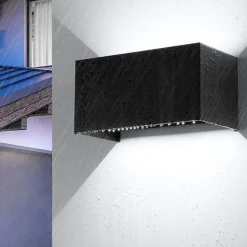 Applique 24w 3000k rettangolare nero da esterno moderna