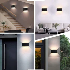 Applique 24w 3000k rettangolare nero da esterno moderna