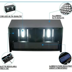 Applique 24w 3000k rettangolare nero da esterno moderna
