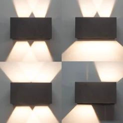 Applique 24w 3000k rettangolare antracite da esterno moderna