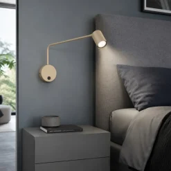 Applique a braccio sabbia luce orientabile per comodino camera da letto