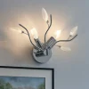 Applique affralux cromo lucido trasparenti cristalli petali