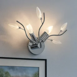 Applique affralux cromo lucido trasparenti cristalli petali