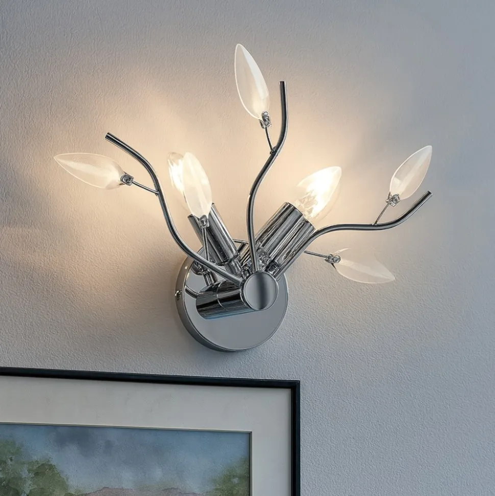 Applique affralux cromo lucido trasparenti cristalli petali