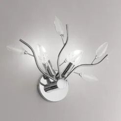 Applique affralux cromo lucido trasparenti cristalli petali
