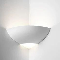 Applique angolare in gesso ceramica bianca