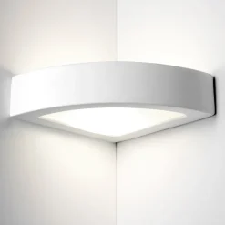 Applique angolare led 12w 3000k bianca di gesso ceramica