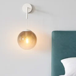 Applique a sospensione pendente da letto bianca vetro fume