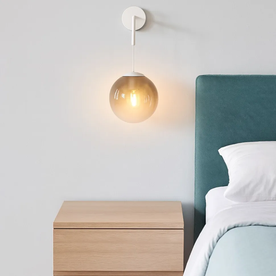 Applique a sospensione pendente da letto bianca vetro fume