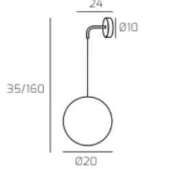 Applique a sospensione pendente da letto bianca vetro fume