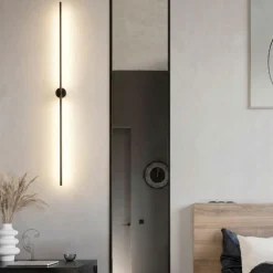 Applique bacchetta moderna led 15w nera 90 cm 3000k