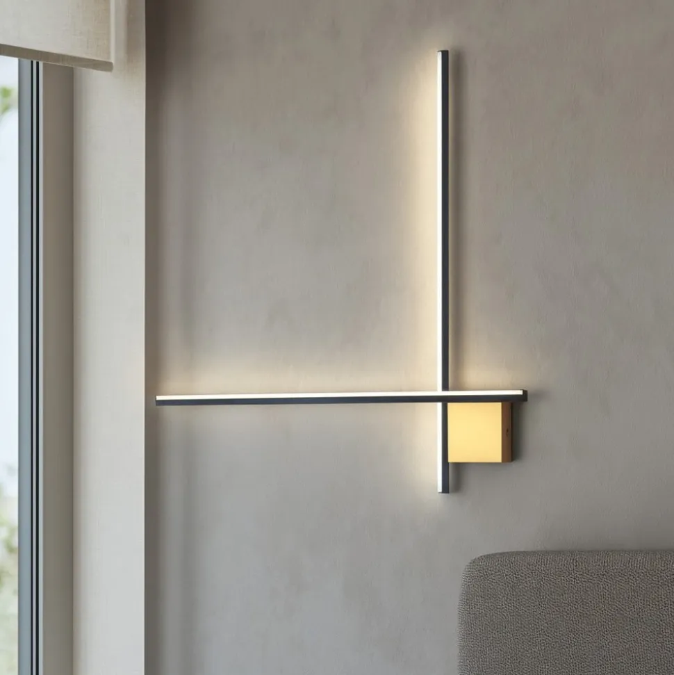 Applique bacchette oro nero 80cm moderna led 20w 3000k