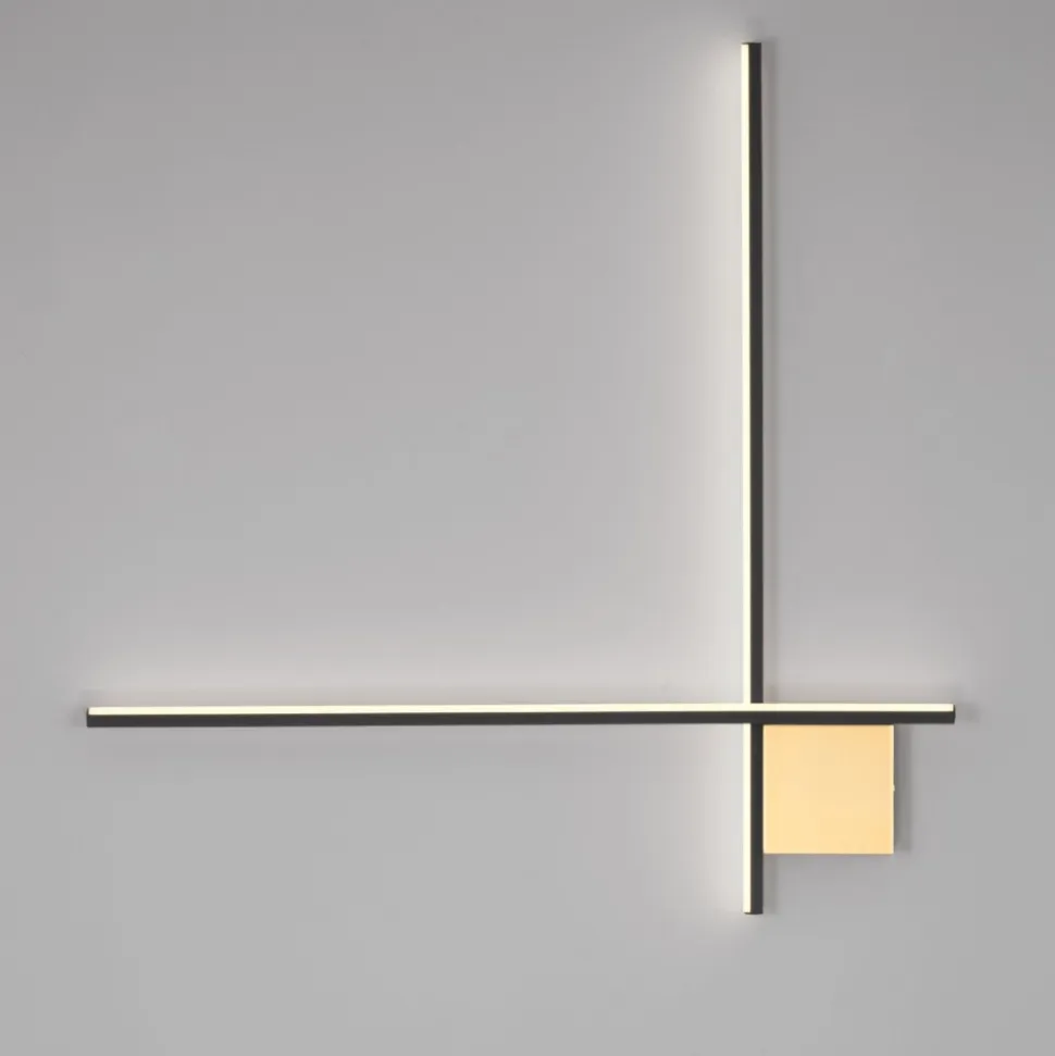 Applique bacchette oro nero 80cm moderna led 20w 3000k
