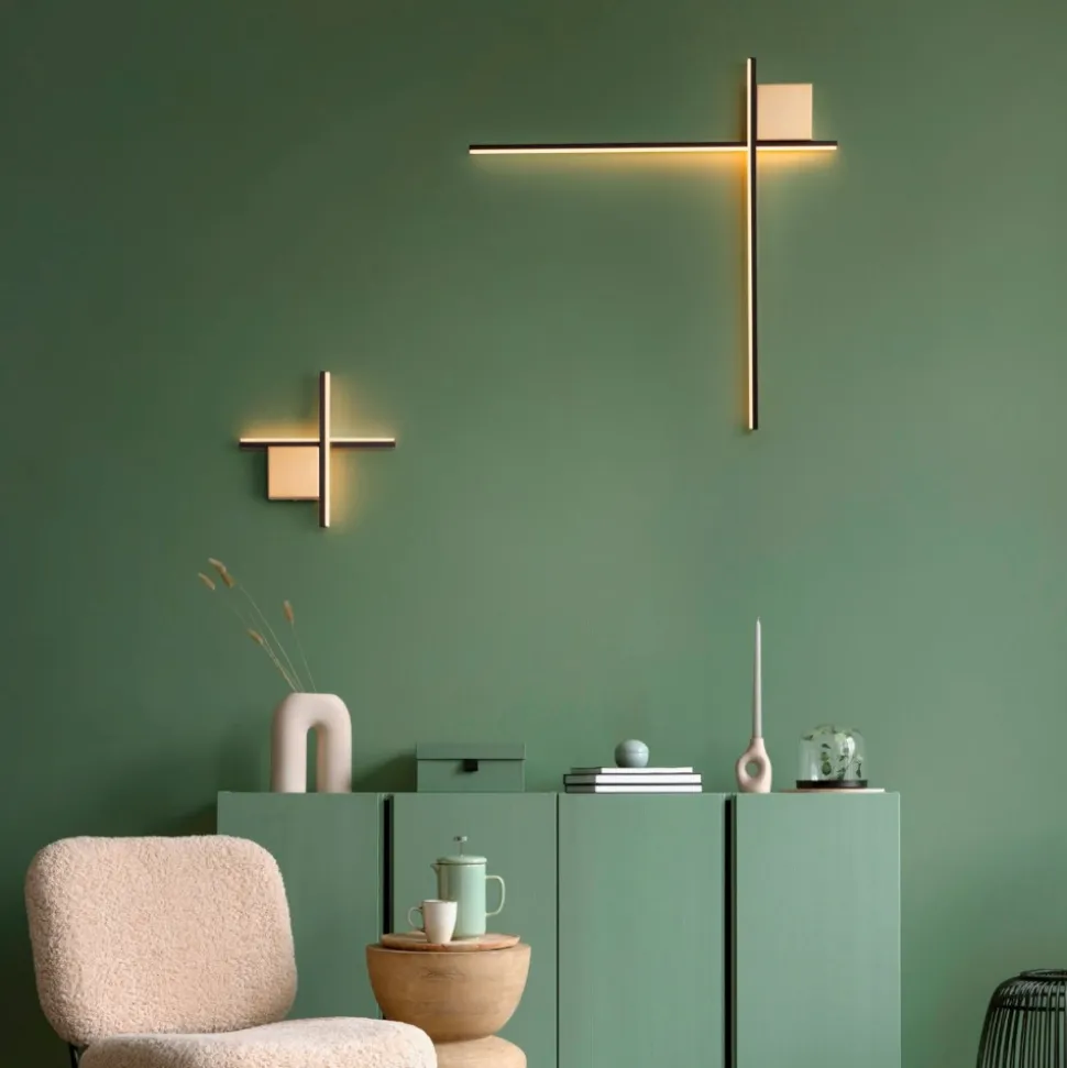 Applique bacchette oro nero 80cm moderna led 20w 3000k
