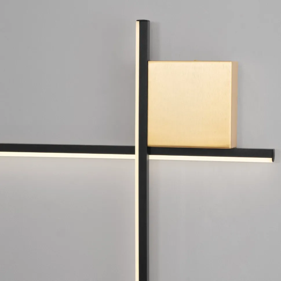 Applique bacchette oro nero 80cm moderna led 20w 3000k