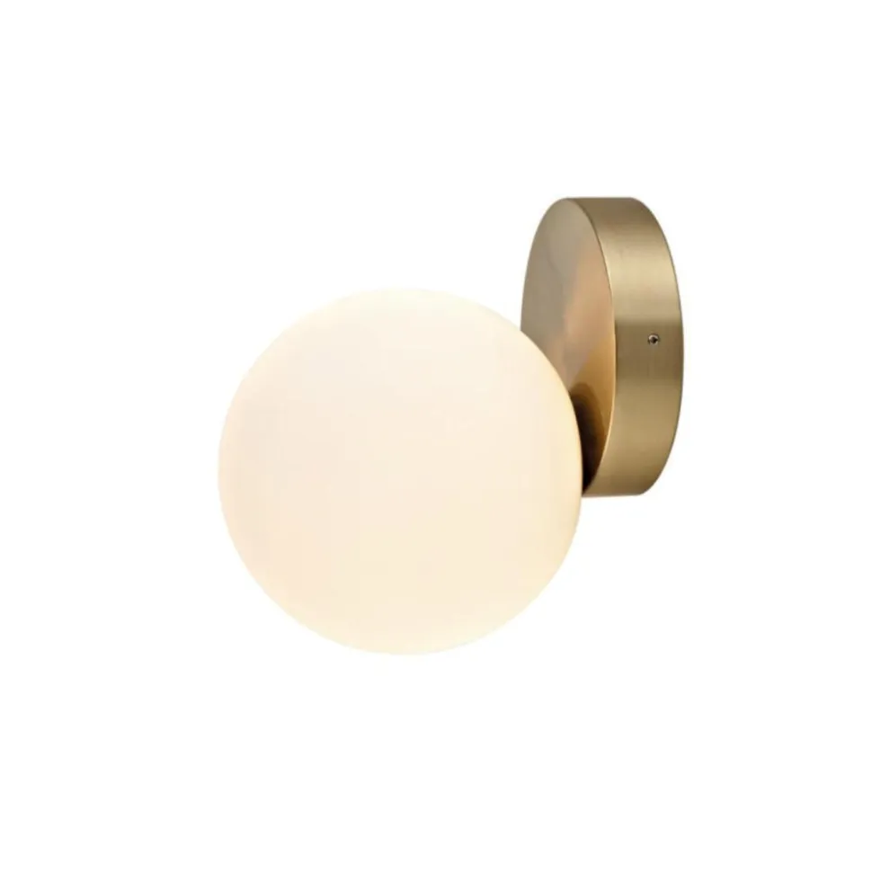 Applique bagni sfera in vetro bianco metallo ottone ip44