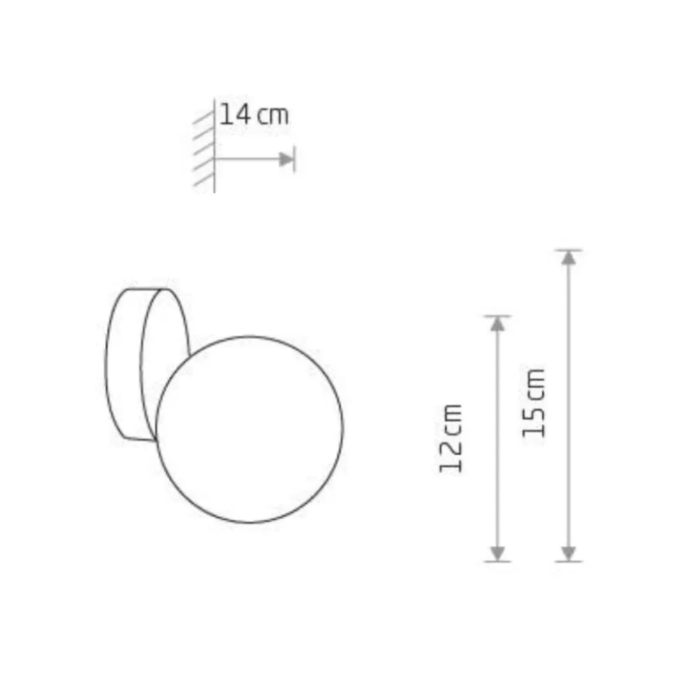 Applique bagni sfera in vetro bianco metallo ottone ip44