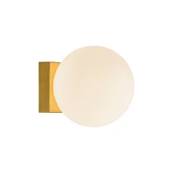 Applique base quadrata oro led 6w 3000k sfera vetro bianco