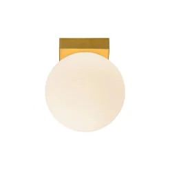Applique base quadrata oro led 6w 3000k sfera vetro bianco