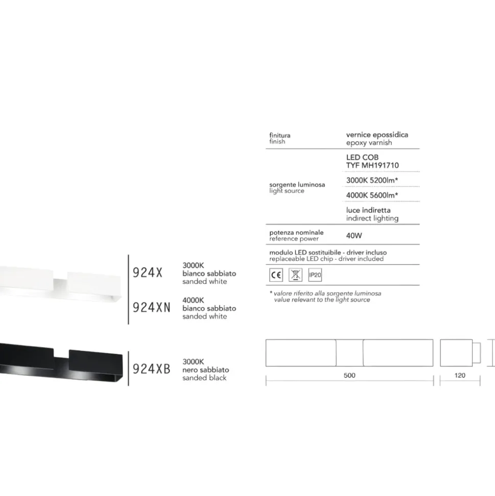 Applique bianca design moderna isyluce graffa led 40w 4000k
