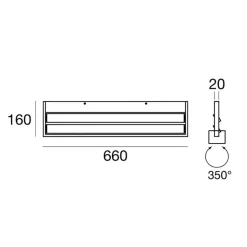 Applique bianca led 38w tablet stilnovo moderna parabola orientabile
