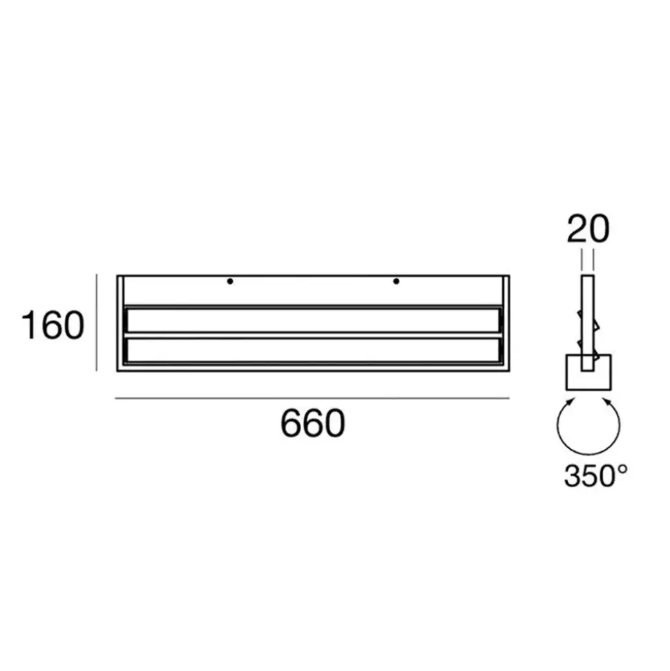 Applique bianca led 38w tablet stilnovo moderna parabola orientabile