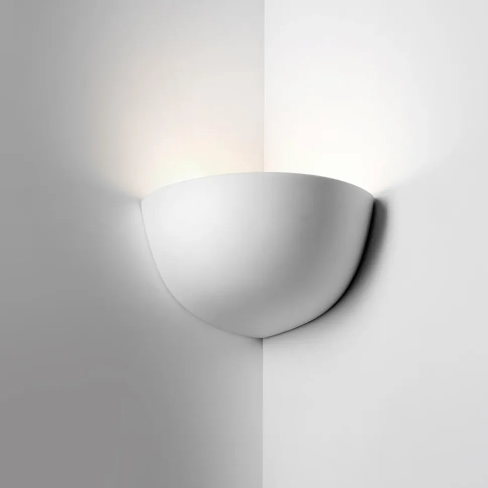 Applique bianco angolare da parete in gesso