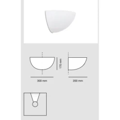 Applique bianco angolare da parete in gesso