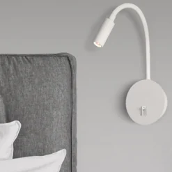 Applique bianco comodino orientabile per camera da letto led 3w 3000k