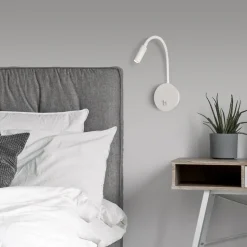 Applique bianco comodino orientabile per camera da letto led 3w 3000k